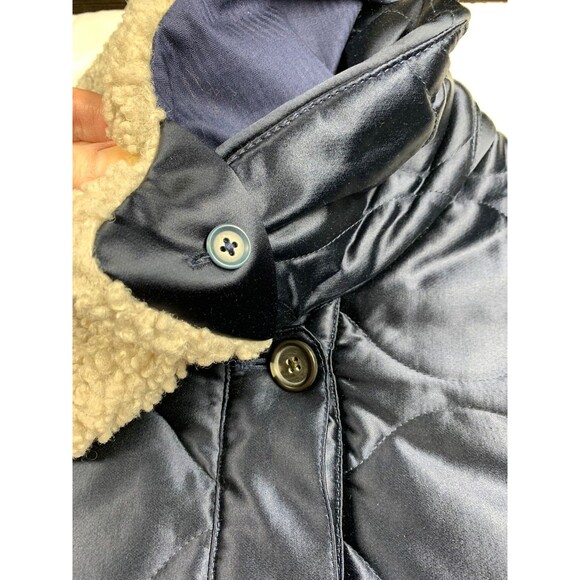 NWT J.Crew Collection Quilted Cocoon Coat Primaloft® Sz XXL Navy Sherpa Collar - Picture 11 of 14
